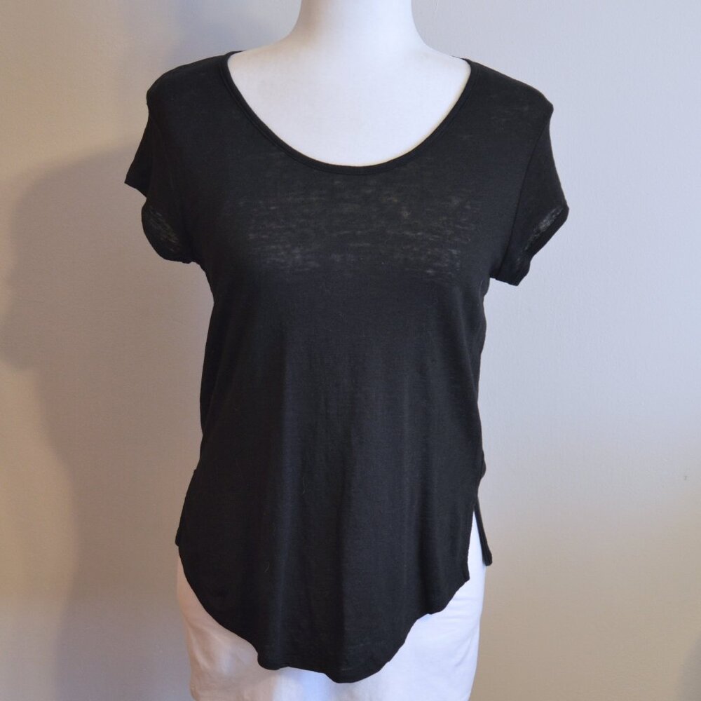 Artisan NY Linen Black Scoop Neck T-Shirt - Size S